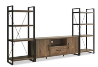 Meuble audio-vidéo moderne Alvin 3 pièces de 117 po avec rangement et système de gestion des câbles pour téléviseurs jusqu’à 70 po - noisette
