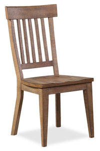 Chaise de salle à manger Cedar en pin avec dossier à lattes - brun