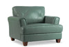 Chateau d'Ax Vita 44" 100% Genuine Leather Chair with Diamond Pattern Stitching and Wood Legs - Seafoam Green | Fauteuil Vita de Château d’Ax de 44 po en cuir 100 % véritable avec coutures à motif de diamant et pattes en bois - vert écume de mer