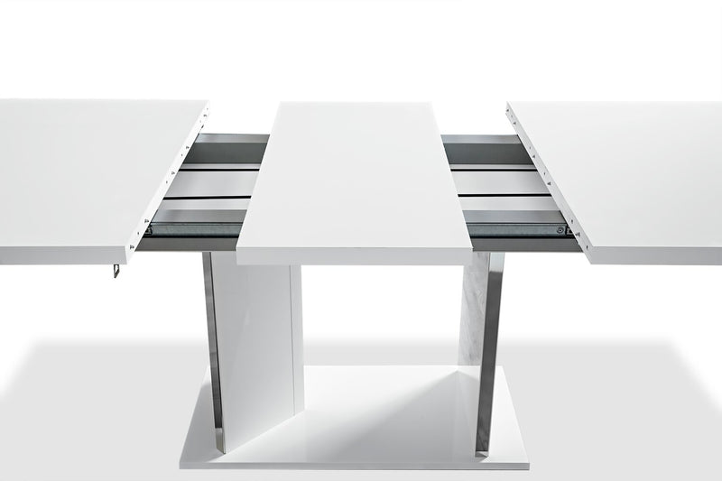 Ensemble de salle à manger Raia 5 pièces avec table et 4 chaises - fabriqué en Italie, base piédestal, moderne, 71 po (L) - blanc