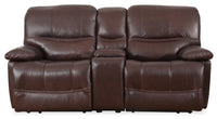 Causeuse à inclinaison électrique Franco de 79 po en cuir véritable avec position zéro gravité, console de rangement et ports USB - brune