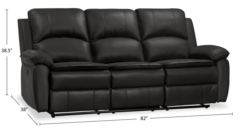 Sofa à inclinaison électrique Chandler de 82 po en tissu d’apparence cuir avec ports USB - gris