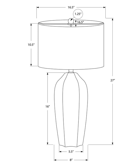 Lampe de table de 27 po en céramique crème avec abat-jour ivoire