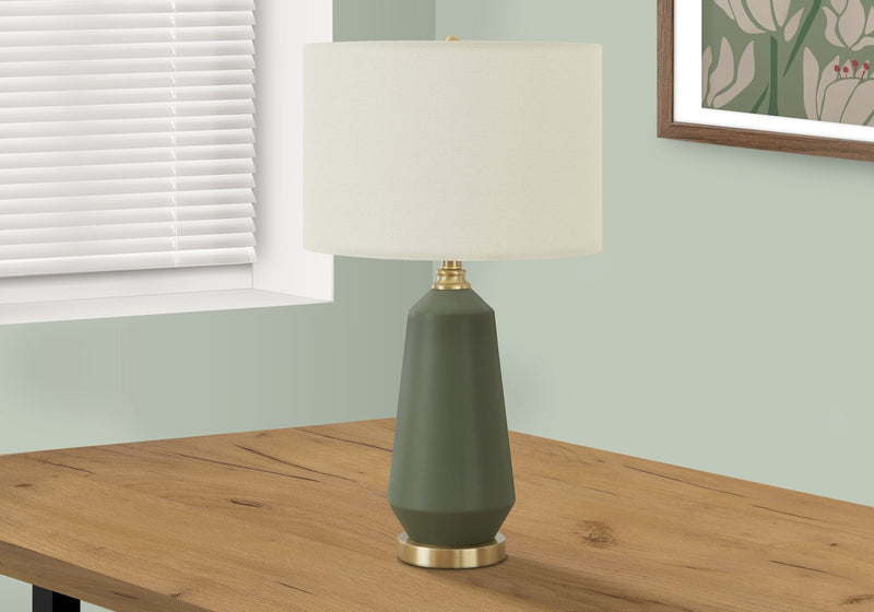 Lampe de table de 26 po en céramique verte et dorée