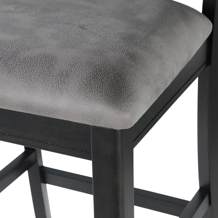 Ensemble de salle à manger Dena 5 pièces de hauteur comptoir avec table ronde, rallonge de 42 po à 60 po (L) et chaises - gris