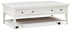 Heron Cove 50" Traditional Coffee Table With Storage, Shelf and Casters - White Pine|Table à café traditionnelle Heron Cove de 50 po avec rangement, tablette et roulettes - pin blanc