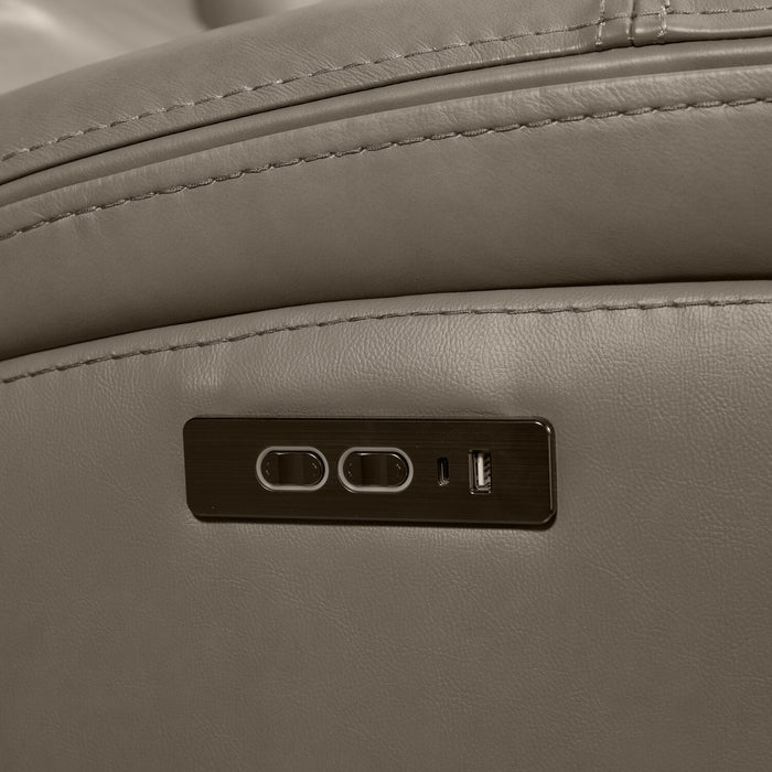 Sofa à inclinaison électrique Prescott de Scott Living de 88,5 po en cuir véritable avec appuie-têtes électriques - gris