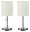 Ensemble 2 lampes de table de 17 po en métal nickel avec recharge USB