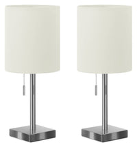 Ensemble 2 lampes de table de 17 po en métal nickel avec recharge USB