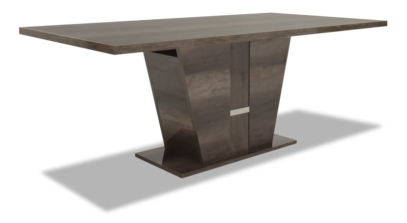 Table de salle à manger Gino avec rallonge de 63 po à 86 po (L) - fabriquée en Italie, base piédestal, moderne - brune