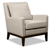Fauteuil d’appoint Adel de 28,5 po en tissu d’apparence lin avec base en bois - beige