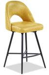 Tabouret 25.5 po Bay de Kort & Co. de hauteur comptoir en tissu de cuir végétalien et en métal avec siège pivotant - moutarde