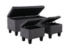Kai 3-Piece Storage Ottomans - Contemporary style Ottoman in Grey Medium Density Fibreboard (MDF)