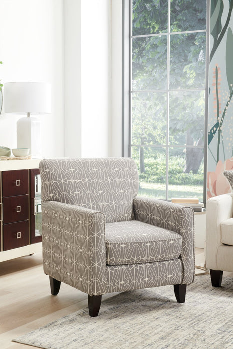 Fauteuil d’appoint Kylie de Cindy Crawford Home de 30 po fabriqué au Canada en tissu d’apparence lin - emblème anthracite