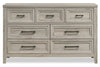 Commode Lara de 60,6 po (L) x 38 po (H) à 7 tiroirs pour la chambre à coucher - gris antique