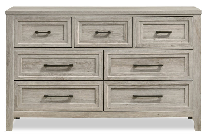 Commode Lara de 60,6 po (L) x 38 po (H) à 7 tiroirs pour la chambre à coucher - gris antique