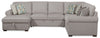 Scott Living Haven 3-Piece Left-Facing Chenille Fabric Sleeper Sectional with Storage Chaise - Grey | Sofa-lit sectionnel de gauche Haven de Scott Living 3 pièces en tissu de chenille avec fauteuil long de rangement - gris