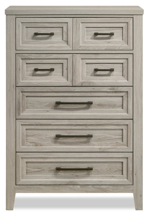 Commode verticale Lara de 33,9 po (L) x 50,5 po (H) à 5 tiroirs pour la chambre à coucher - gris antique