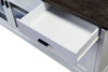 Emry 84" TV Stand  - Traditional style TV Stand in White and brown Medium Density Fibreboard (MDF)