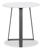 Kort & Co. Nico 22" Modern Oval End Table - White Sinetered Stone with Dark Grey Metal Legs|Table de bout ovale moderne Nico de Kort & Co. de 22 po - pierre frittée blanche avec pattes en métal gris foncé