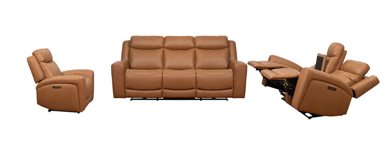 Sofa à inclinaison électrique Prescott de Scott Living de 88,5 po en cuir véritable avec appuie-têtes électriques - brun courge musquée