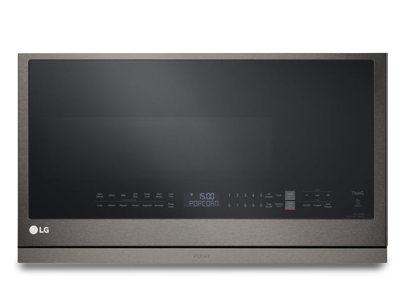 Four à micro-ondes à hotte intégrée LG de 2,1 pi³ avec ExtendaVentMC et cuisson par capteur - acier inoxydable noir Smudge-ProofMD - MVEL2137D