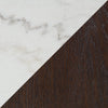 Silvia 48" Modern Coffee Table - White and Grey Marble Look with Brown Wood Legs|Table à café moderne Silvia de 48 po - imitation de marbre blanc et gris avec pattes en bois brun