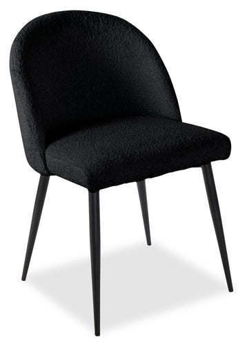  Chaise de salle à manger Bali en tissu bouclé et en métal - noire