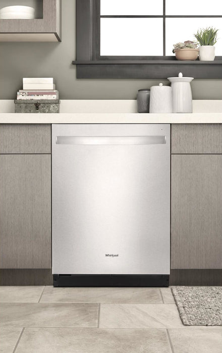 Lave-vaisselle encastré Whirlpool de 24 po et de 51 dBA avec commandes sur le dessus et 3e panier - acier inoxydable résistant aux traces de doigts - WDT730HAMZ