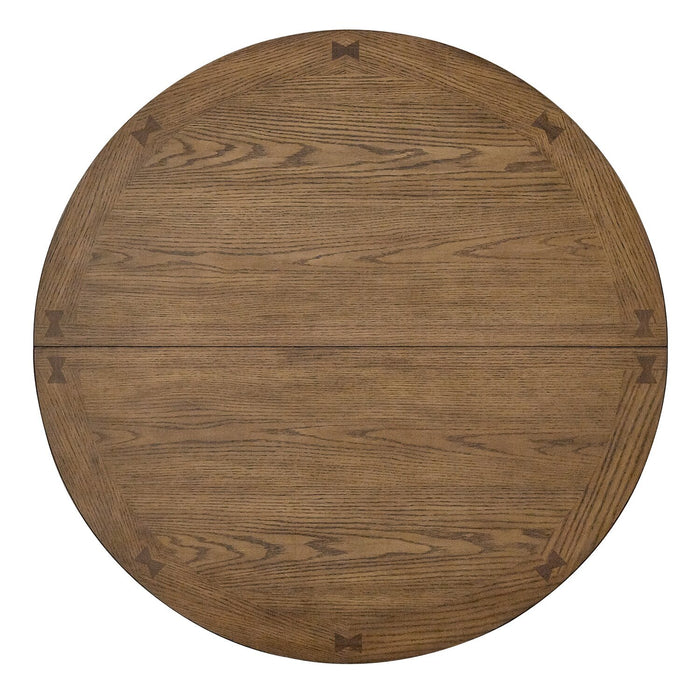 Table de salle à manger ronde Dena de 42 po à 60 po (L) de hauteur comptoir et avec rallonge - chêne brun