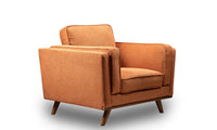 Fauteuil Kassia de Kort & Co. de 40,9 po en tissu d’apparence lin avec base et pattes en bois - orange
