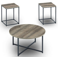 Ensemble 3 tables rustiques Wadeworth de 31,5 po (table à café et 2 tables de bout) - taupe avec pattes en métal