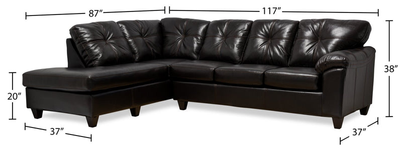 Sofa sectionnel de gauche Addison 2 pièces fabriqué au Canada en tissu d’apparence cuir avec coussins de siège amovibles - mûre