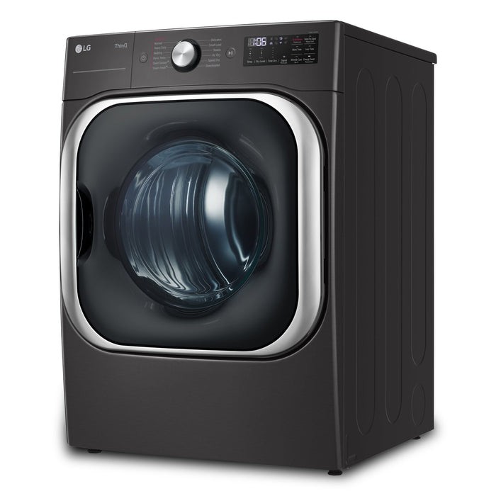 Sécheuse électrique intelligente LG de 9 pi³ avec vapeur - acier noir - superposable - DLEX8900B