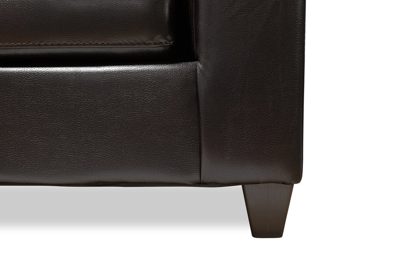 Sofa Addison de 86 po fabriqué au Canada en tissu d’apparence cuir avec coussin de siège amovible et capitonnage - noir mûre