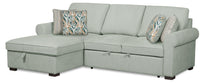 Sofa-lit sectionnel de gauche Haven de Scott Living 2 pièces en tissu de chenille avec fauteuil long de rangement - bleu écume de mer