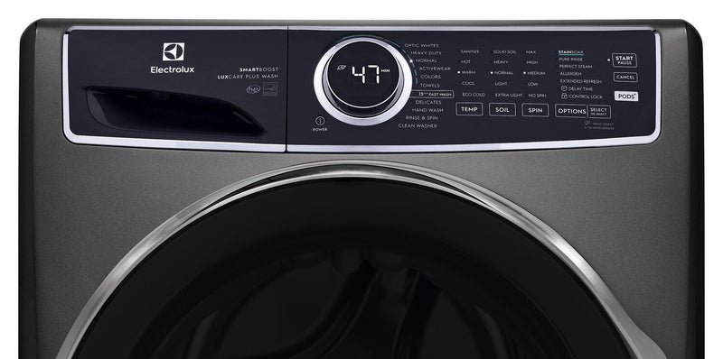 Laveuse à chargement frontal de 5,2 pi³ et sécheuse électrique de 8 pi³ de Electrolux – titanes