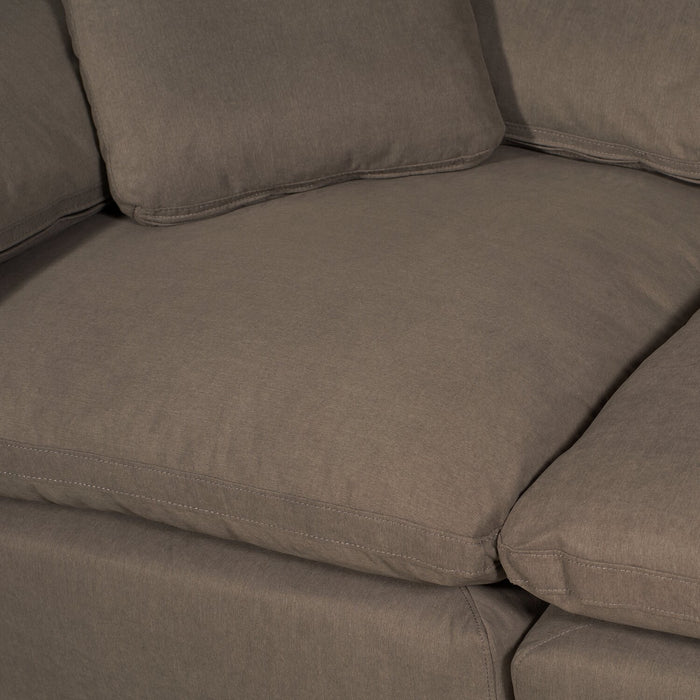 Sofa modulaire Eclipse de 124 po en tissu d’apparence lin avec coussins réversibles en duvet et plumes - brun ardoise