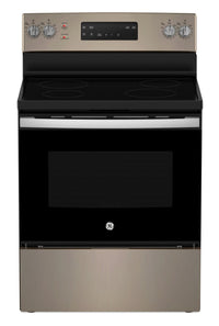 Cuisinière électrique GE de 5 pi³ avec autonettoyage et 4 brûleurs - ardoise - JCB630ETES
