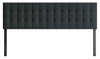 Tête de lit rembourrée Ellis en tissu anthracite avec capitonnage à boutons - format très grand lit