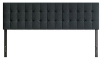  Tête de lit rembourrée Ellis en tissu anthracite avec capitonnage à boutons - format très grand lit