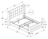 Zara Upholstered Bed in Grey Linen-Look Fabric - Button Tufted - Queen Size | Lit rembourré Zara en tissu d’apparence lin gris avec capitonnage à boutons - format grand lit