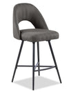Tabouret 26 po Elijah de hauteur comptoir en tissu d’apparence lin et en métal avec siège pivotant - gris
