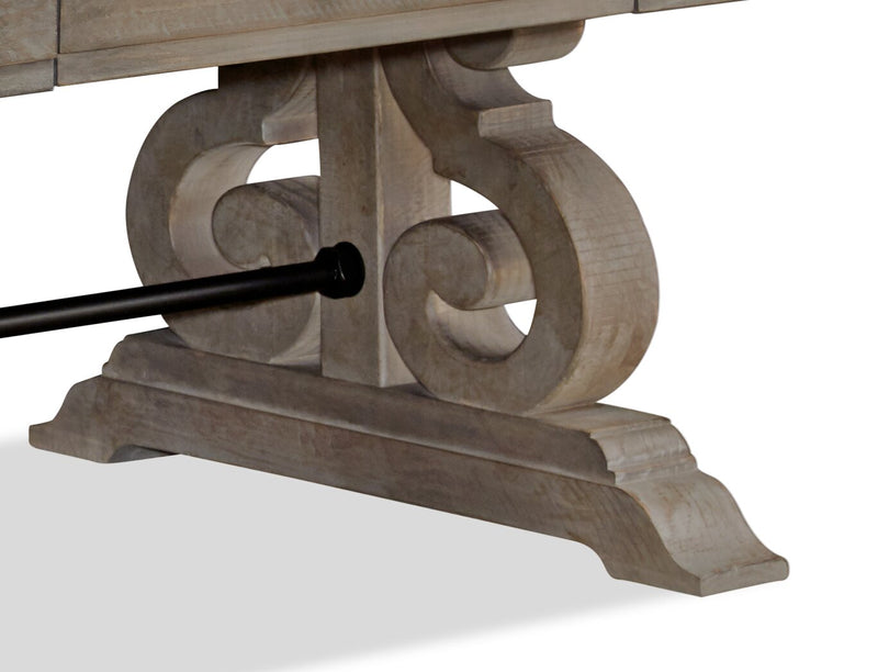 Table à café traditionnelle Tinley Park de 50 po avec rangement et tablette - pin gris-brun avec base à volutes