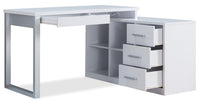 Bureau en coin réversible Owen de 55 po à 4 tiroirs et compartiments - blanc