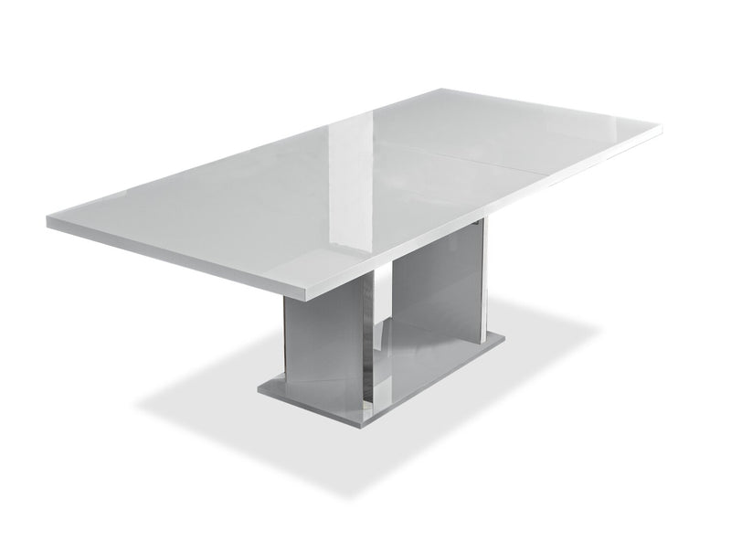 Ensemble de salle à manger Raia 5 pièces avec table et 4 chaises - fabriqué en Italie, base piédestal, moderne, 71 po (L) - blanc
