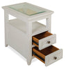 Heron Cove 15" Traditional Glass Top End Table with Storage and Shelf - White Pine|Table de bout traditionnelle Heron Cove de 15 po avec dessus en verre, rangement et tablette - pin blanc