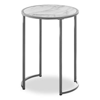 Table de fauteuil Jacki de 18,25 po - imitation marbre blanc