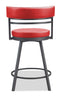 Mila Counter-Height Stool with Swivel Seat & Vegan Leather Fabric, 25"H, Metal - Red | Tabouret 25 po bar Mila en tissu de cuir végétalien et en métal avec siège pivotant - rouge