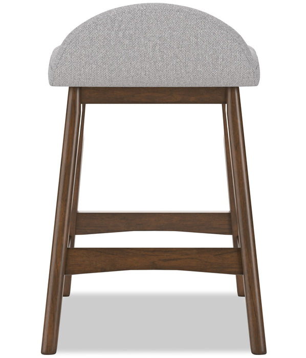 Tabouret 24 po Jovi de hauteur comptoir en tissu d’apparence lin et en bois - gris